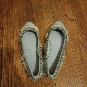 Tory Burch blue frilly flats.